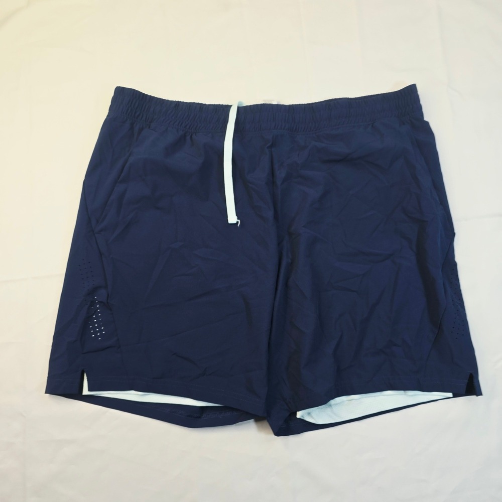 Athletic Works Men's XL Lined Athletic Shorts Navy Blue Drawstring B71